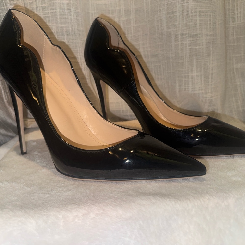 FSJ Black Patent Leather Stiletto Heels